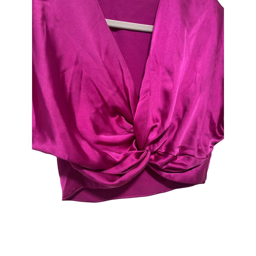 ZARA Magenta Satin Twist Front Crop Top S - Picture 5 of 8